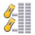 F-BBKO 2pcs Car Sticker Remover Blade Spatula Window Tint Tools Utility Knife for Window Glass Film Glue Removing + 22pcs Replaceable Razor Blades