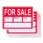 6-Piece For Sale Signs – PVC Signs, Yard Sale Signs, Garage Sale Signs, Car Sale, Red and White – 15.7 x 11.7 Inches