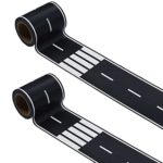 Road Tape,2 Rolls Road Tape Black Total 66 Feet,2.4 in x 66 ft Straight Curve Track Traffic Signs-Kids Gifts