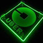 Uber Logo LED Lit Sign Rideshare Car Sign AA batteries HELPING THE ENVIRONMENT (Green)