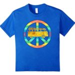 Vintage Hippie Bus Rainbow Van Peace Sign Car Gold T Shirt