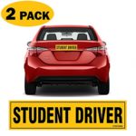 TOTOMO #SDM02 (Set of 2) Student Driver Magnet 12″x3″ Highly Reflective Premium Quality Car Safety Caution Sign for New Student Drivers