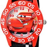 Disney Kids’  W001679 Cars Plastic Watch, Black Checkered Nylon Band