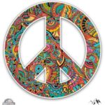 Floral Pattern Peace Sign – Vinyl Sticker Waterproof Decal