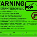 50 Green Fluorescent MULTI-REASON Warning Violation No Parking Towing Car Window Sign Stickers 8X5