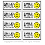 Smile You’re On Camera Stickers, Vinyl Decals – Indoor & Outdoor Use, UV Protected & Waterproof – 8 Labels (2 X 4 Inch)