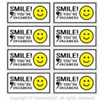 Smile You’re On Camera Stickers, Vinyl Decals – Indoor & Outdoor Use, UV Protected & Waterproof – 8 Labels (2 X 4 Inch)