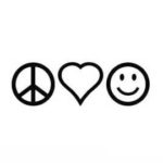 Chase Grace Studio Peace Sign Love Heart Be Happy Hippie Vinyl Decal Sticker|BLACK|Cars Trucks Vans SUV Laptops Wall Art|7.5″ X 2.5″|CGS402