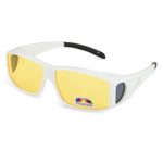 Wrap Around Night Vision Glasses, Fit Over Prescription Glasses with HD Polarized Yellow Lens Night Driving Glasses (White Frame/Yellow Lens Night Vision Glasses, Yellow)