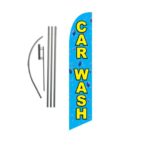 Car Wash Feather Flag Banner Swooper Flag Kit | Top Selling Car Wash Signs | Pole Kit and Ground Spike Included (bubbles)