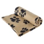 RZA Pet Blanket Large For Dog Cat Animal 60″ x 40″ Inches Fleece Black Paw Print All Year Round Puppy Kitten Bed Warm Sleep Mat Fabric Indoors Outdoors (Tan COLOR) By
