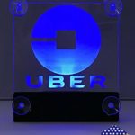 Acryled designs UBER Sign Glow LED Light Logo Removable Car Driver Window Decal Sticker w Rechargeable Batteries – Taxi Rideshare Accessories Bundle