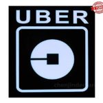 Uber Sign LED Light Sign Logo Sticker Decal Glow Wireless Decal Accessories Removable Uber Lyft Glowing Sign for Car Taxi Uber Lyft Light up Dry Battery Power