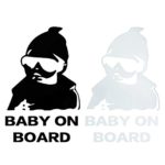 LPATTERN Baby in Car Sticker Decals Safety Signs Baby on Board for Cars Waterproof Shiny Reflective Material 2Pcs (White & Black)