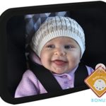 Alphabetz Large Baby Backseat Car Mirror Crash Tested-Shatterproof with Free Baby-On-Board Sign Pivoting Base, Black