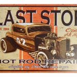 ERLOOD Last Stop Hot Rod Repair Retro Vintage Decor Metal Tin Sign 12 X 8 Inches