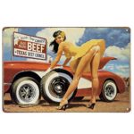 Rebecca online tin Watch Your Curves Eat More Beef Metal Tin Sign, Tin Poster,Retro Vintage Tin Sign 12 X 8 Inches (812, TPH-CAR-01)
