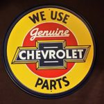 Chevrolet Chevy Genuine Parts Round Retro Vintage Tin Sign