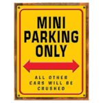 Wood-Framed Mini Parking Metal Sign: Automobiles and Cars Decor Wall Accent for kitchen on reclaimed, rustic wood