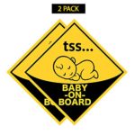 Cute Design: Baby on Board Sticker | Reflective Baby Safety Sign (Adhesive) for Car | (2 Pack) Decal for Daddy and Mommy by Caredy