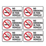 (6 Pack) No Smoking In This Vehicle Sign, Large 1.5″ X 3″ Vinyl Stickers, For Indoor or Outdoor Use – By SIGO SIGNS