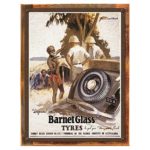 Wood-Framed Barnett Tyres Metal Sign: Automobiles and Cars Decor Wall Accent for kitchen on reclaimed, rustic wood