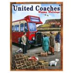 Wood-Framed United Coaches Metal Sign: Automobiles and Cars Decor Wall Accent for kitchen on reclaimed, rustic wood