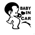 Boddenly Baby Pissing On Board In Car Car Decal Vinyl Sticker Window Bumper Panel or Car Decoration 5.1”x3.9” BK
