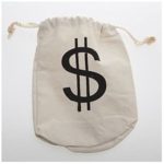Small Dollar Sign Canvas Drawstring Money Bag Accessory