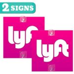 BelleXpress Lyft Sign – 2 Pack [5″x5″ inches] – Removable Window Decal with Super Strong Suction Cups – Signs for Uber, Lyft and Rideshare Drivers (Not a sticker!) (2pack Lyft sign)