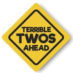 Terrible Twos Ahead and Happy Birthday Signs, shiny 12″ Construction Party Signs, Large Sized Two Pack Party Decorations by Jayd Products