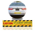 Zento Deals “Caution Student driver and Screaming Parent” Car Magnet Funny New Driver Flexible Magnet 12″ X 3″ (1 Pack)