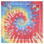 Tie Dye Bandana 1960s Hippie Rainbow Colorful Paisley Cotton