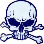 SKELETON SKULL DEVIL CROSS BONE(Blue)Sticker size 4″x4″ Inch(HxW)Biker Heavy METAL Motorcycle CHOPPER PUNK Emo Rock Logo Sign Sticker for Car TRUCK Window Wall Bumper Laptop Mirror Sticker Decals