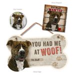 Pit Bull Home Decor Bundle Pack (Dog Bone Sign, Car Coaster, Pallet Magnet)