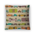 Gear New Throw Pillow Accent Decor, Colorful Pattern Vintage Sports Cars, 16″ Cover Only, 819798GN