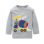 HowJoJo Boys Long Sleeve Cotton T-Shirts Fire Truck Cartoon Shirt Graphic Tees