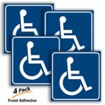 Handicap Stickers Decal- 4 Pack, 3×3 inch – Front Adhesive to Apply Inside The Glass ONLY – Disable Wheelchair Sign, Disability Sticker, Premium Vinyl for applying Inside The Window or Glass Door.