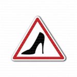 Danger Woman Driver High Heel Shoe Sign Sticker