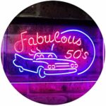 AdvpPro 2C The Fabulous 50s Sport Car Man Cave Bar Display Dual Color LED Neon Sign Red & Blue 12″ x 8.5″ st6s32-i3075-rb