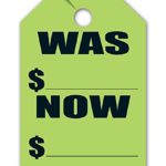 Donkey Auto Products Was/Now Price Mirror Hang Tags (50 per pack) – Car Signs (Green)