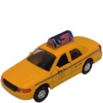 Nyc Checkered Taxi Cab Die Cast Metal Scale 1:32 With a Welcome Sign on It