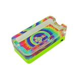 Kipp Brothers Rectangle Glass Ashtray for Smokers, Heat Resistant Cigarette Holder, Lights up – Peace Sign Design