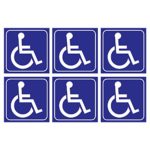 (6 Pack) Handicap Wheelchair Vinyl Laminated Stickers 3 x 3 Inch ADA Compliance Handicapped Accessible Placard Sign – Perfect for Restroom Bathroom Entrance Door Vans Cars Motorcycle Ramps Reserved