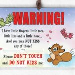 Don’t Touch or Kiss Me Sign for Baby, 6×4 inch Laminated Car Seat Sign by Cold Snap Studio, Seacat Dreams for Girls – Handmade in The USA!