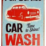 ERLOOD Vintage Tin Sign for Wall Garage Retro Decor Metal Poster Plaque Full Service Car Wash Best in Town 8″ X 12″