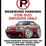 1984 1985 Ford Mustang SVO Muscle Car-toon No Parking Sign