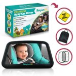 BabyLum Baby Backseat Car Mirror – View Infant in Rear Facing Carseat, Crash Safe, Crystal Clear Large Shatterproof Mirror, Include 1 Baby On Board Sign, Kick Mat, 2 Sun Shades