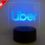 2018 Uber Sign Acrylic Engraving lit LED AA Batteries RGB Colors Control Remote