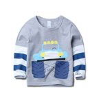 Fashion Little Boys’ Cartoon Printed Patchwork Long Sleeve T-Shirt